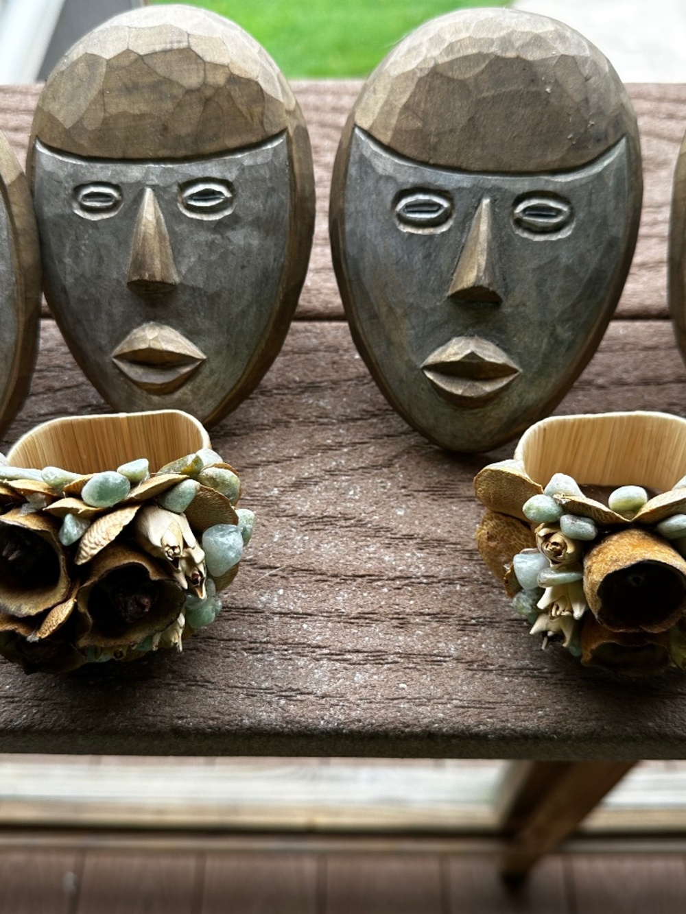 Decorative Carved African Tribal Mask Napkin Holders